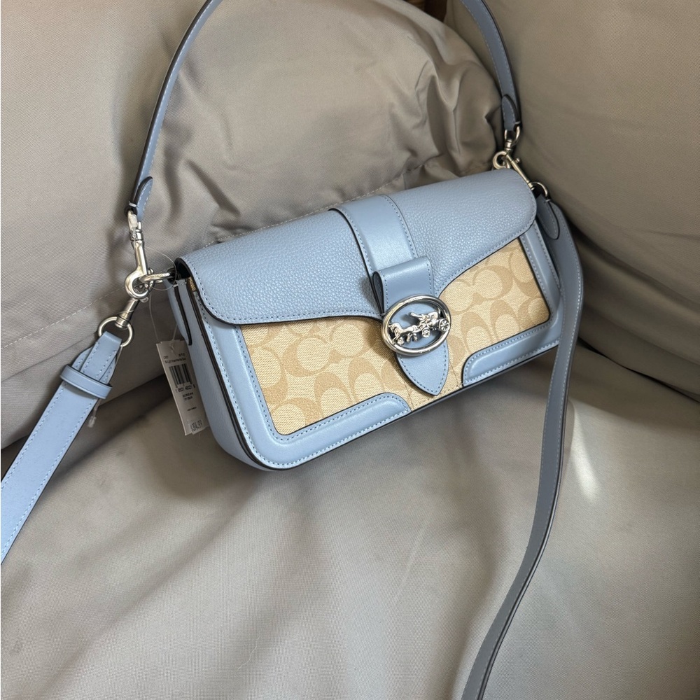 Coach Light Blue and Beige Crossbody Bag - Picture 2 of 8